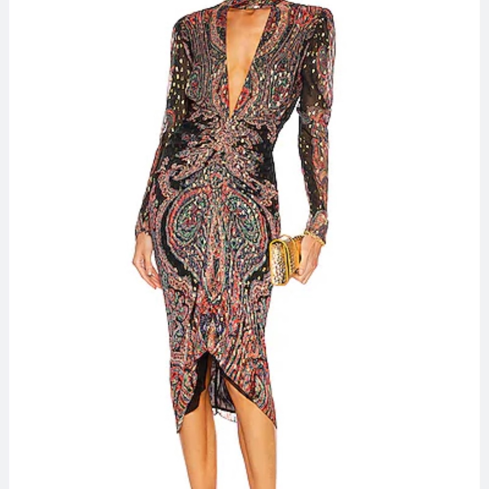 Brand new- Abstract Plunge Midi Dresss- size S - never been worn, with tags!